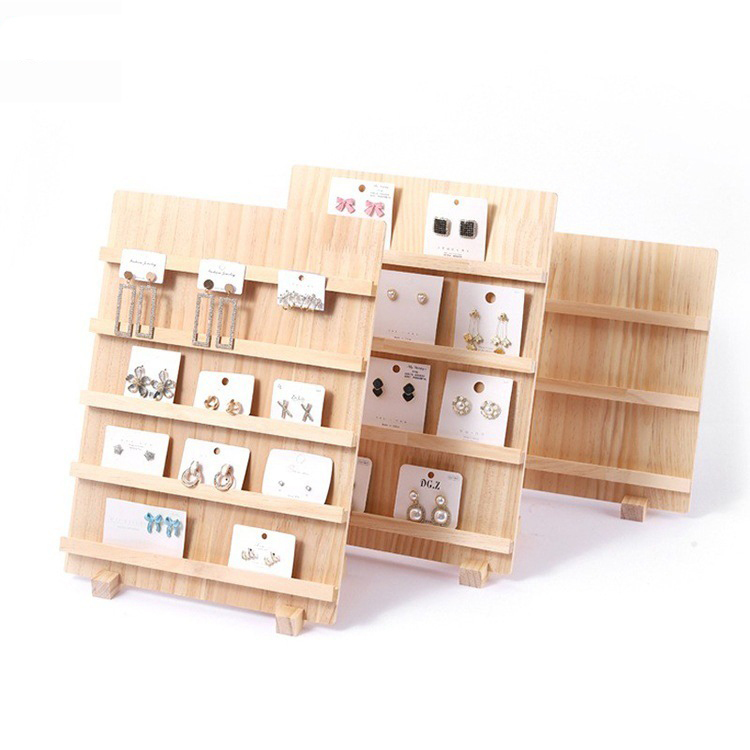 FADELI Ready to Ship Vertical Earring Cardboard Display Stand Wood Earring Stud Display Board 3 4 6 Layers Jewelry Stand