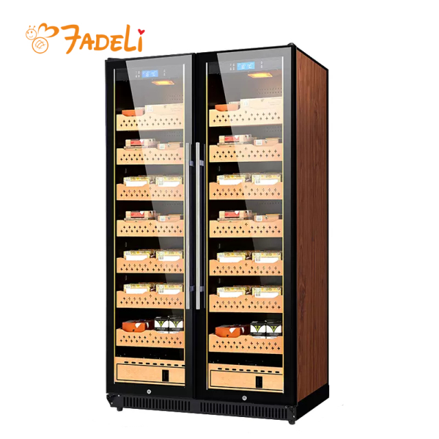FADELI 3800 Pcs Cigar Dual Zone Temperature Humidity Climate Precise Control Big Cigar Humidor Cabinet