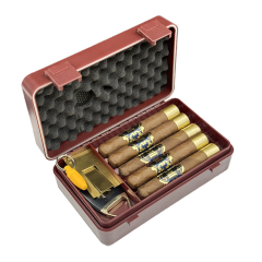 FADELI Custom Personalized 5-Cigar Capacity Portable Travel Humidor Frosted Plastic Cigar Gift Box with Accessories