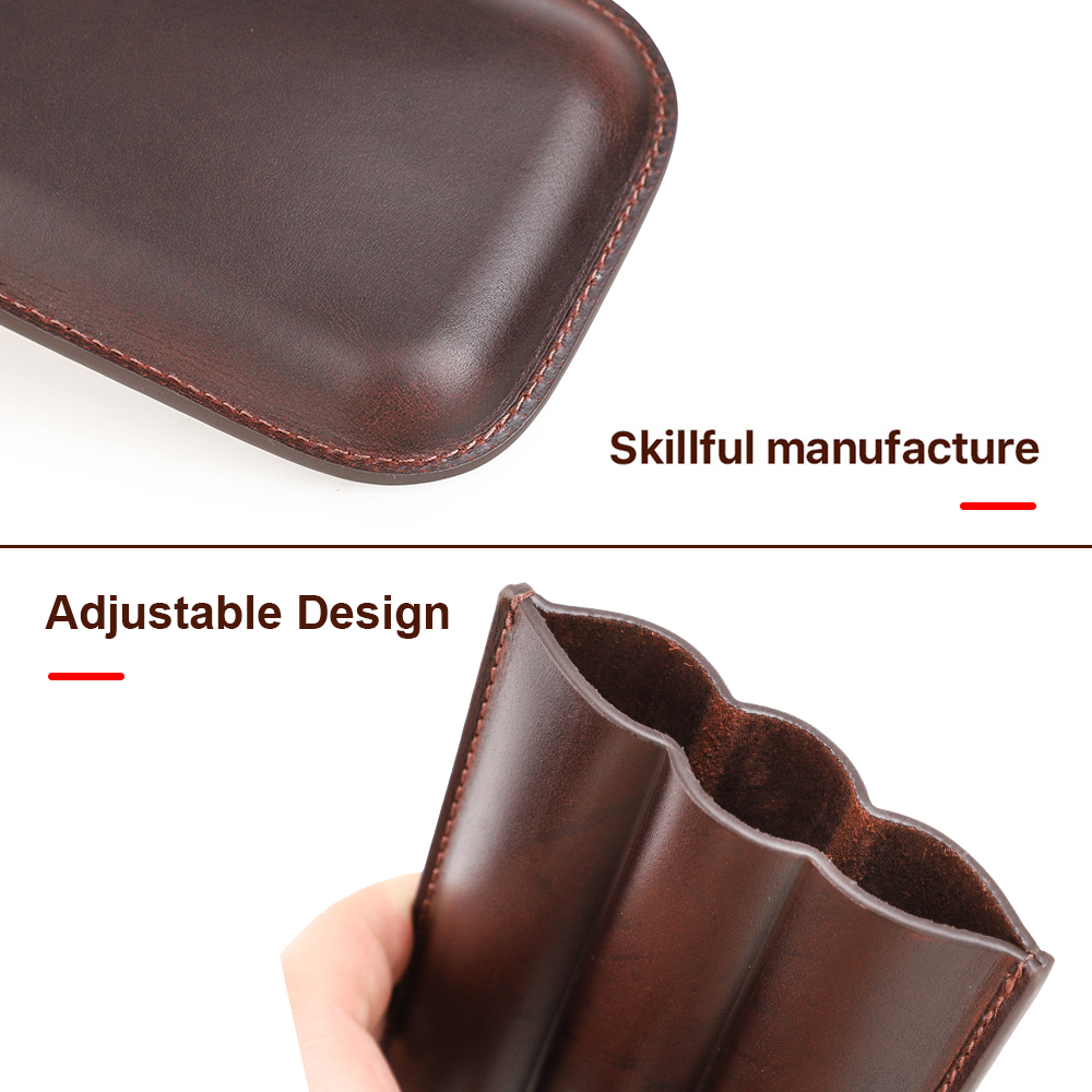 FADELI OEM Custom Genuine Leather Travel Humidor Cigar Box 1-3 Finger Tube Wholesale 1 2 3 Finger Cigar Case for Men