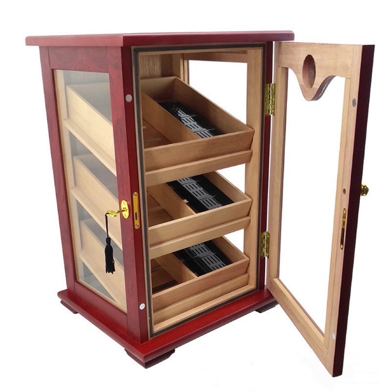 FADELI Luxury Large Capacity Commercial Wood Cigar Showcase Rack Display Humidors Humidifier Cigar Cabinet for 125 Cigars