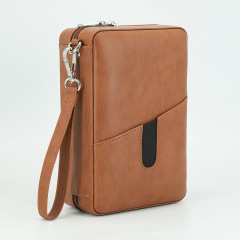 FADELI Wholesale Black Brown Cigar Humidor Case Leather Cedar Wood Cigar Box with Built in Hygrometer and Humidifier