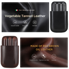 FADELI OEM Custom Genuine Leather Travel Humidor Cigar Box 1-3 Finger Tube Wholesale 1 2 3 Finger Cigar Case for Men