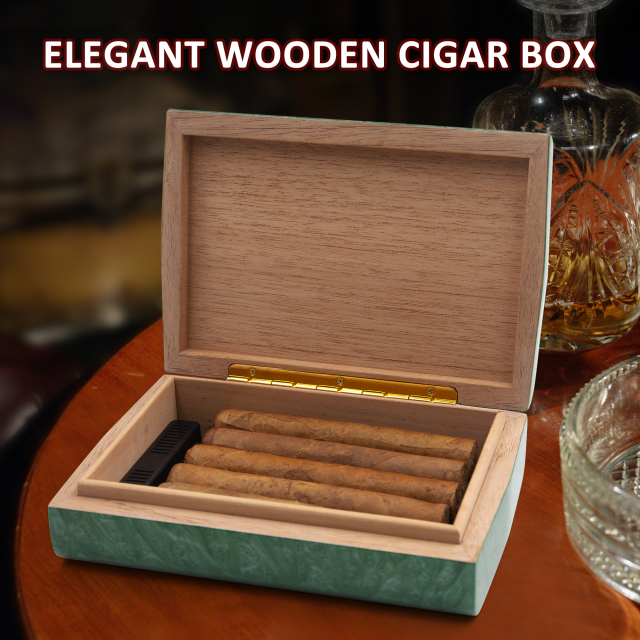 FADELI 2025 new Design Desktop Custom Cigar Gift Box Wooden Cigar case Cheap Cigar Humidor with Lighter Accessories for Office