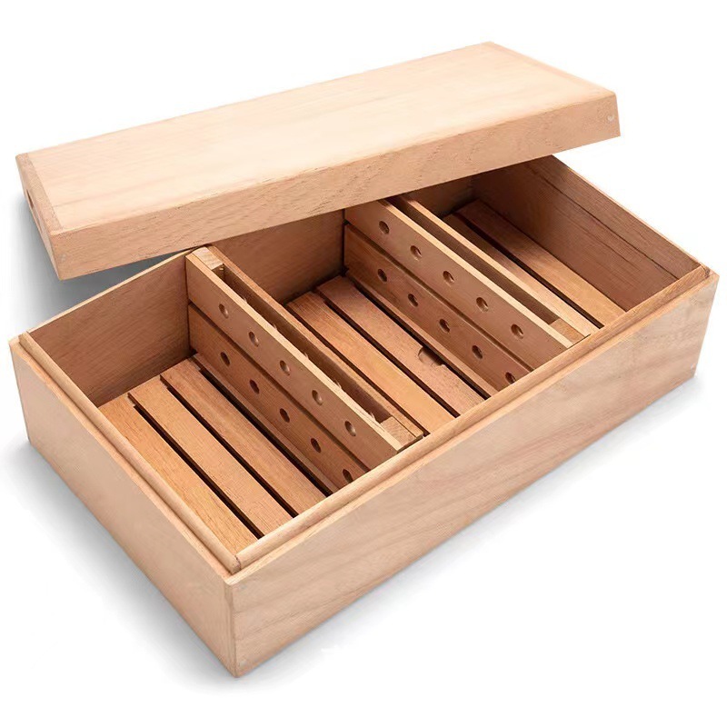 FADELI New Wooden Cigar Box with Sliding Lid Cigar Storage Box Large Capacity Sealed Cigar Humidor