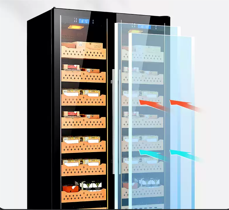 FADELI 3800 Pcs Cigar Dual Zone Temperature Humidity Climate Precise Control Big Cigar Humidor Cabinet