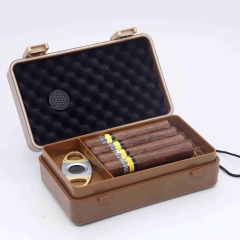 FADELI Custom Personalized 5-Cigar Capacity Portable Travel Humidor Frosted Plastic Cigar Gift Box with Accessories