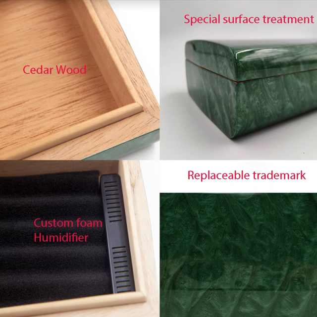 FADELI 2025 new Design Desktop Custom Cigar Gift Box Wooden Cigar case Cheap Cigar Humidor with Lighter Accessories for Office