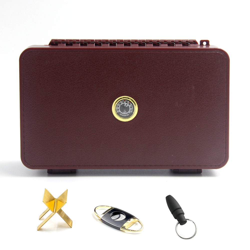 FADELI Custom Personalized 5-Cigar Capacity Portable Travel Humidor Frosted Plastic Cigar Gift Box with Accessories