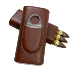 FADELI High Quality Leather Portable Cigar Travel Case Humidors With Cigar Cutter