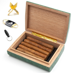 FADELI 2025 new Design Desktop Custom Cigar Gift Box Wooden Cigar case Cheap Cigar Humidor with Lighter Accessories for Office