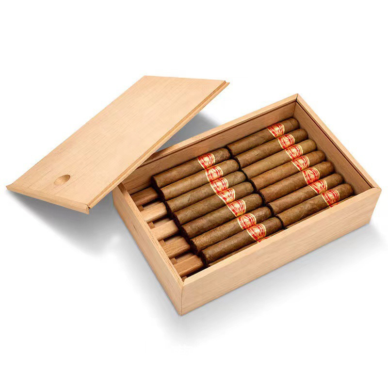 FADELI New Wooden Cigar Box with Sliding Lid Cigar Storage Box Large Capacity Sealed Cigar Humidor