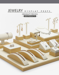 Yellow PU Leather Jewelry, Jade Display Prop, Window Creative Decoration, Ring Pendant Jewelry Rack Display Set