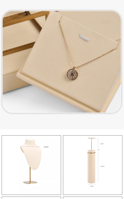 Fadeli Customized Logo Unique High-end White Microfiber Metal Necklace Jewelry Packaging Display Set Luxurious