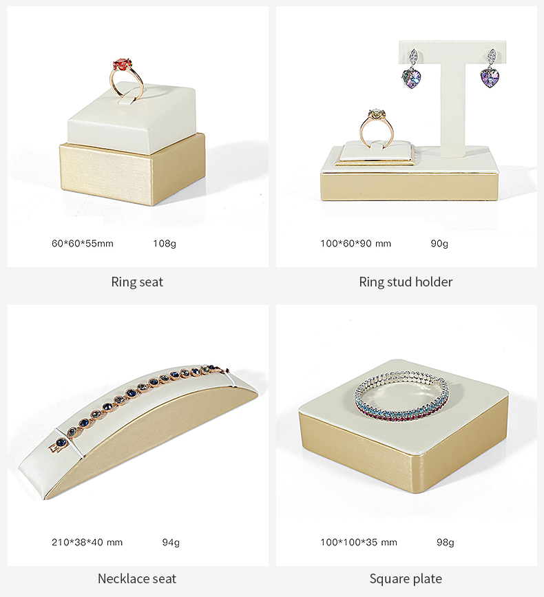 Yellow PU Leather Jewelry, Jade Display Prop, Window Creative Decoration, Ring Pendant Jewelry Rack Display Set