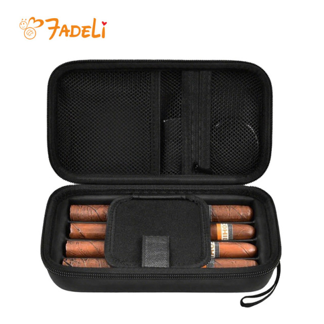 FADELI Customized Cigar Box Luxury Travel Leather EVA Cigar Holder Cigar Carrying Case Humidors With Custom Logo