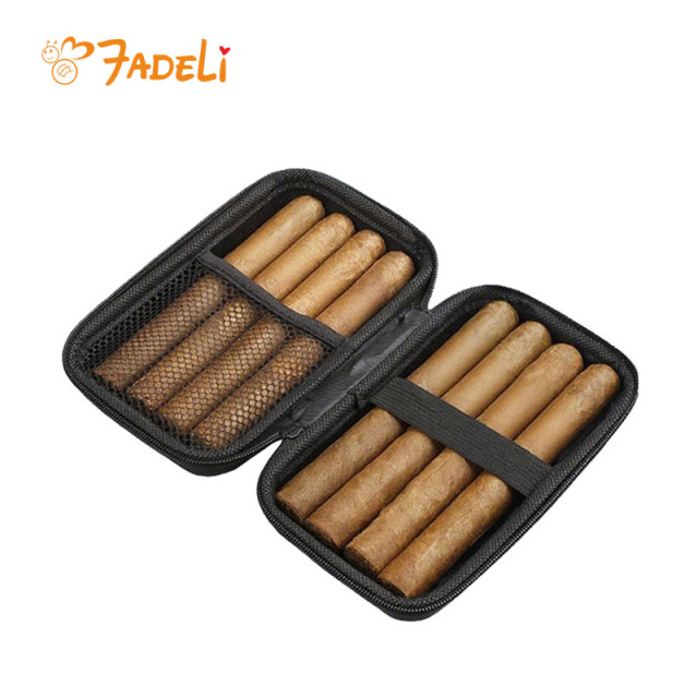 FADELI Customized Cigar Box Travel Leather EVA Cigar Holder 8 Cigars Capacity Carrying Case Humidors With Custom Logo