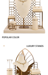 Fadeli Customized Logo Unique High-end White Microfiber Metal Necklace Jewelry Packaging Display Set Luxurious