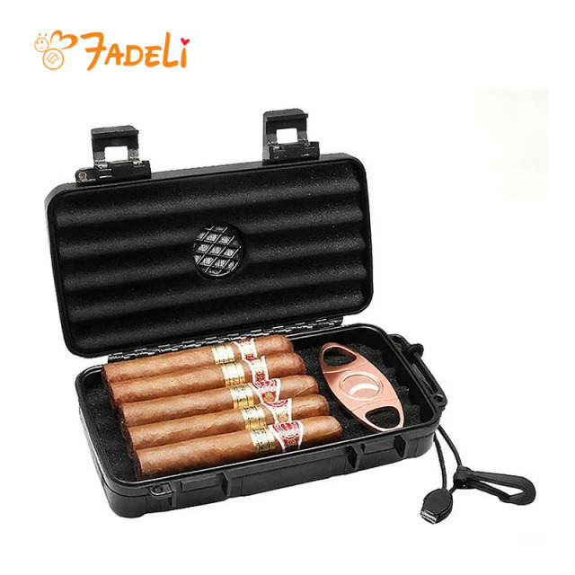 FADELI Portable Cigar Box Waterproof Small Tool Equipment Protective Plastic Case Hard Foam Humidors Used to Hold Cigars