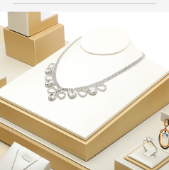 Yellow PU Leather Jewelry, Jade Display Prop, Window Creative Decoration, Ring Pendant Jewelry Rack Display Set