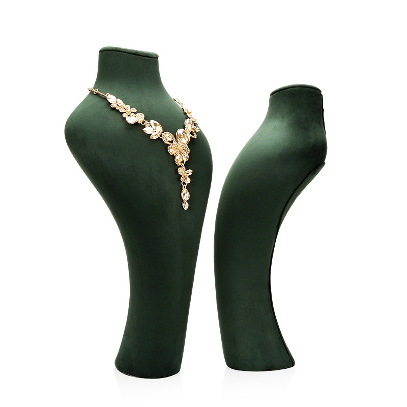 FADELI New Arrival High-end PU Velvet Microfiber Jewelry Display Props Necklace Display Stand Dark Green