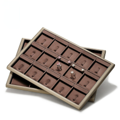 FADELI New High-end PU Jewelry Display Trays Jewelry Rack Holder for Necklace Chain Ring Earrings Bracelet Coffee