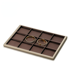 FADELI New High-end PU Jewelry Display Trays Jewelry Rack Holder for Necklace Chain Ring Earrings Bracelet Coffee