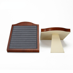 FADELI Factory Customized Wooden Frame Microfiber Earring Display Stand Ring Display Stand Pendant Display Trays Racks Holder