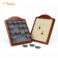 FADELI Factory Customized Wooden Frame Microfiber Earring Display Stand Ring Display Stand Pendant Display Trays Racks Holder