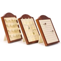 FADELI Factory Customized Wooden Frame Microfiber Earring Display Stand Ring Display Stand Pendant Display Trays Racks Holder