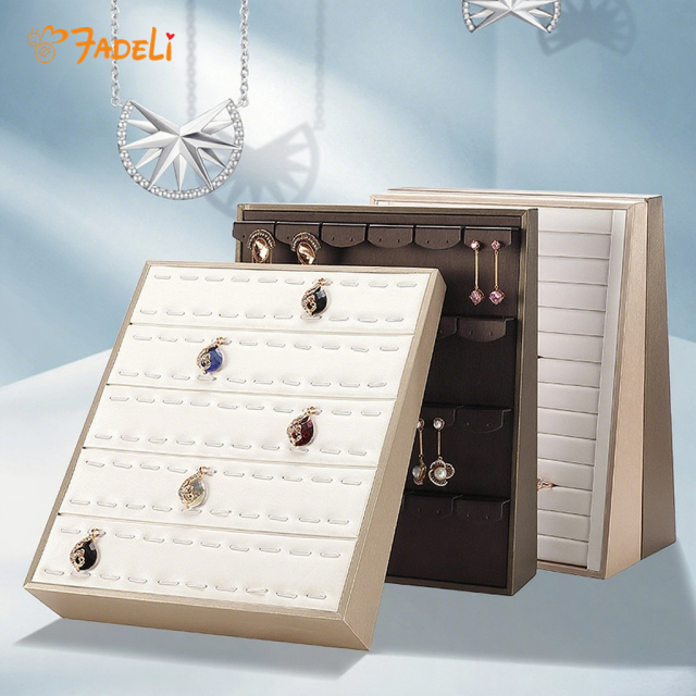 FADELI New PU Leather Jewelry Display Tray for Ring Bracelet Earring Necklace Jewelry Storage Jewelry Display Props