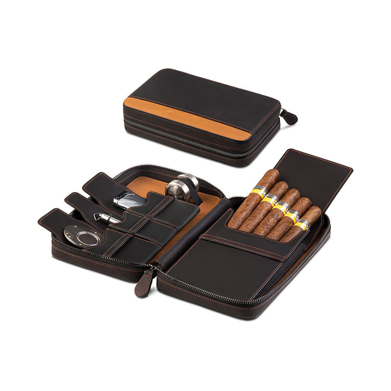 FADELI Leather Cigar Case Portable Travel Cigar Box Humidor Waterproof Cigar Bag Custom Logo Wholesale