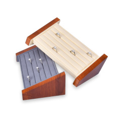 FADELI Factory Customized Wooden Jewelry Display Stand Jewelry Ring Display Holder Rack Beige Gray