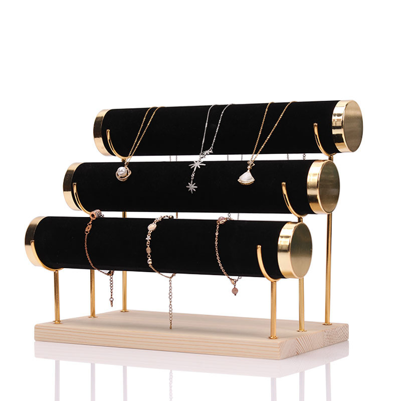 FADELI Factory Customized Jewelry Display Stand for Watch Necklace Bangle Bracelet Organizer Metal Jewelry Display Stand 3-layer