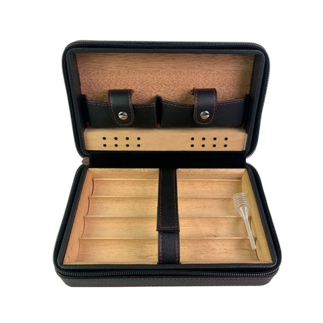 FADELI Hot Sale Luxury High End Cigar Cedar Wood Humidor Portable Travel Case Custom Logo Leather Cigar Box Humidor Case