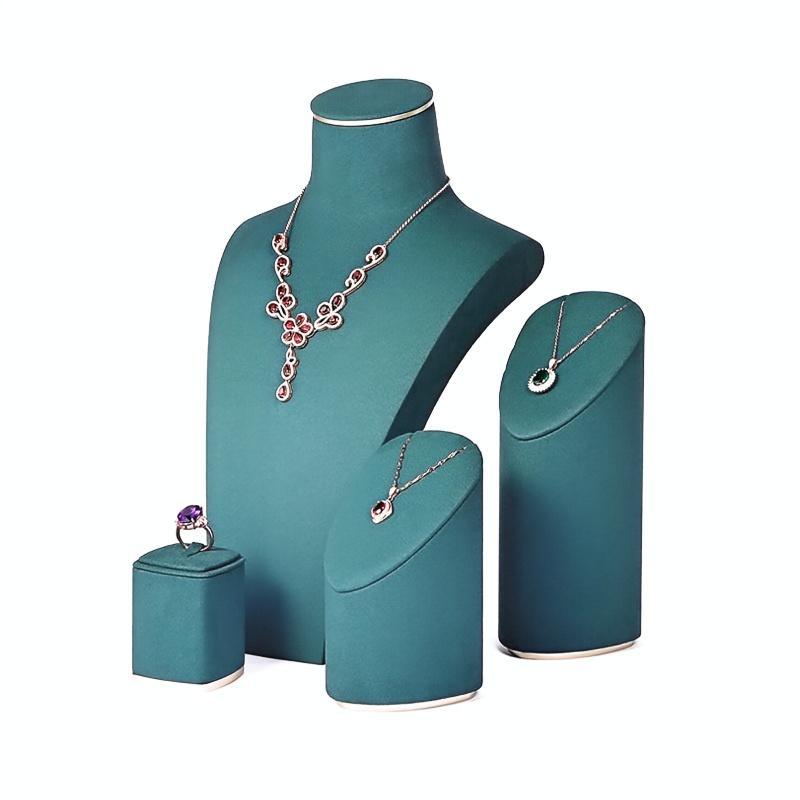 Yellow PU Leather Jewelry, Jade Display Prop, Window Creative Decoration, Ring Pendant Jewelry Rack Display Set