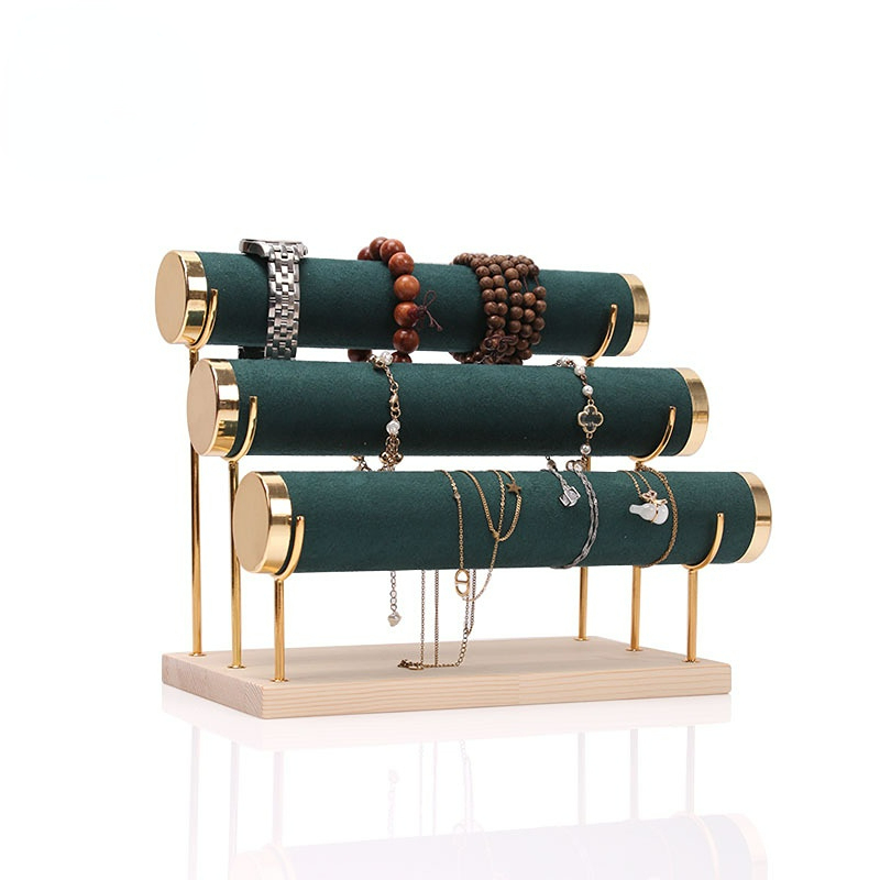 FADELI Factory Customized Jewelry Display Stand for Watch Necklace Bangle Bracelet Organizer Metal Jewelry Display Stand 3-layer