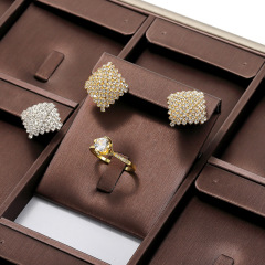 FADELI New High-end PU Jewelry Display Trays Jewelry Rack Holder for Necklace Chain Ring Earrings Bracelet Coffee