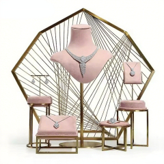 FADELI Factory-customized Suede Leather Jewelry Display Stand for Necklace Bracelet Ring Metal Jewelry Display Props