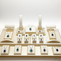 Yellow PU Leather Jewelry, Jade Display Prop, Window Creative Decoration, Ring Pendant Jewelry Rack Display Set