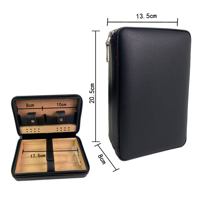 FADELI Hot Sale Luxury High End Cigar Cedar Wood Humidor Portable Travel Case Custom Logo Leather Cigar Box Humidor Case