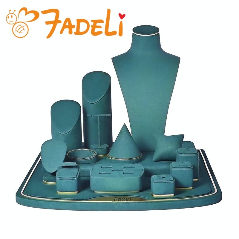 Yellow PU Leather Jewelry, Jade Display Prop, Window Creative Decoration, Ring Pendant Jewelry Rack Display Set