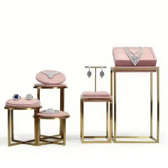 FADELI Factory-customized Suede Leather Jewelry Display Stand for Necklace Bracelet Ring Metal Jewelry Display Props