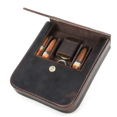 FADELI Genuine Leather Cigar Travel Bag Cigars Humidor Box Portable Cigar Case 4 Slot Custom Logo Wholesale