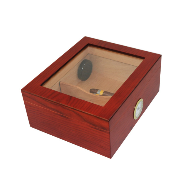 FADELI Personalized Wooden Cigar Humidor Glass Top Wooden Cigar Box Custom logo Wooden Cigar Box Wholesale