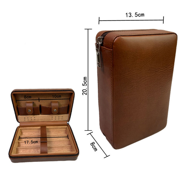 FADELI Hot Sale Luxury High End Cigar Cedar Wood Humidor Portable Travel Case Custom Logo Leather Cigar Box Humidor Case