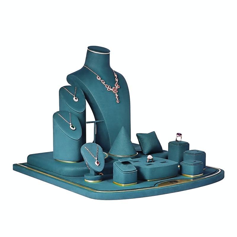 Yellow PU Leather Jewelry, Jade Display Prop, Window Creative Decoration, Ring Pendant Jewelry Rack Display Set