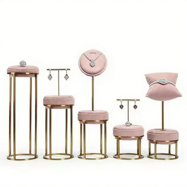 FADELI Factory-customized Suede Leather Jewelry Display Stand for Necklace Bracelet Ring Metal Jewelry Display Props