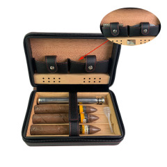 FADELI Hot Sale Luxury High End Cigar Cedar Wood Humidor Portable Travel Case Custom Logo Leather Cigar Box Humidor Case