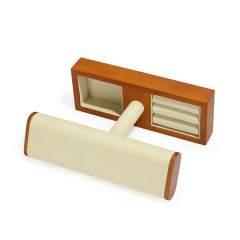 FADELI New T-Shaped Microfiber Wooden Watch Display Stand Jewelry Display Holder for Watch Necklace Bracelets Storage and Display